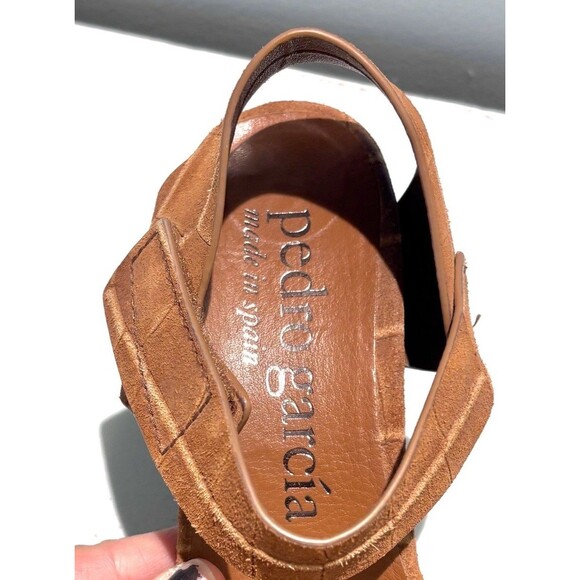 Pedro Garcia Brown Suede Block Heel Sandal Women’s Size 38.5 (US 8.5) - Picture 3 of 10